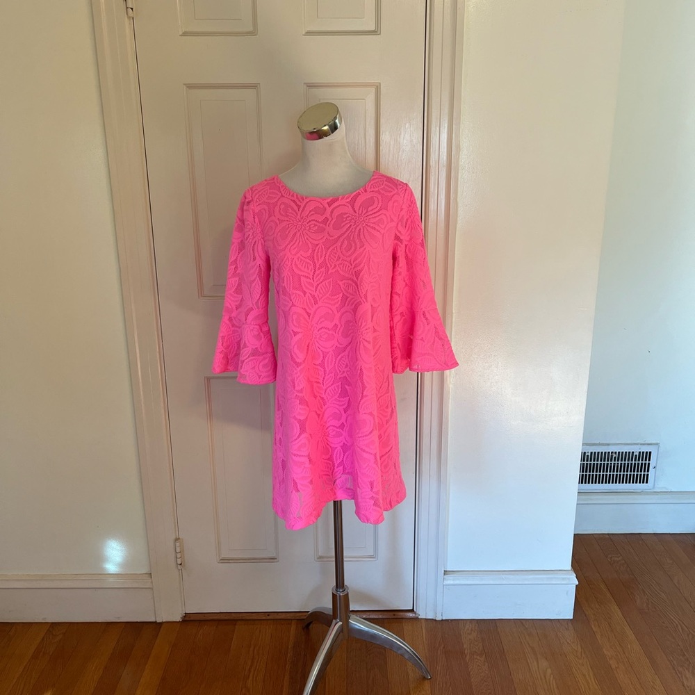 Lilly Pulitzer Ophelia Lace Swing Dress Prosecco Pink Medium